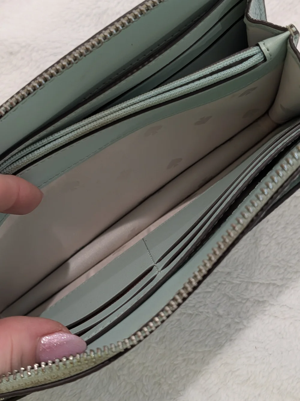 Kate Spade Light Blue Leather Zip Wallet Clutch